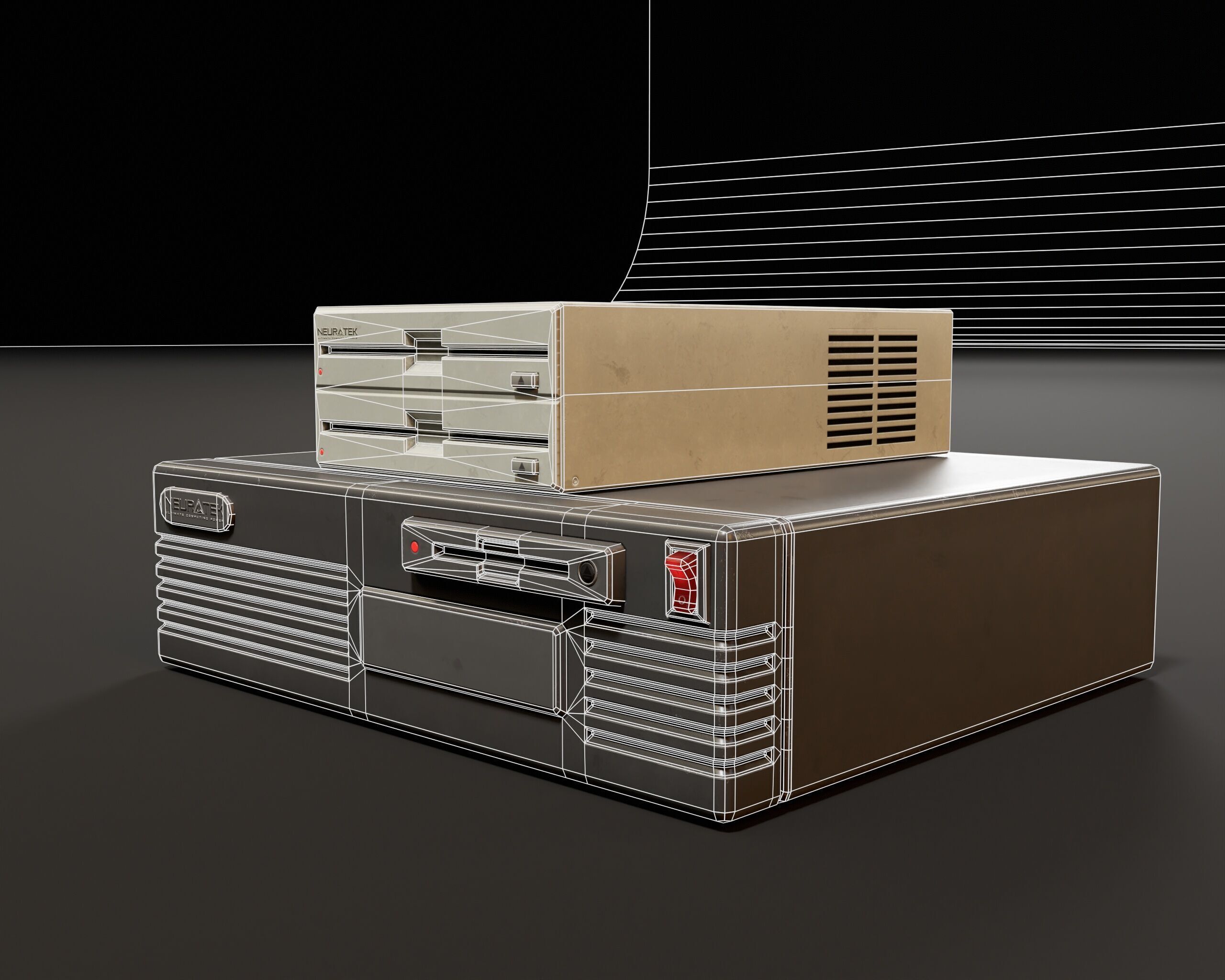 Sci-Fi Retro Disk Players Low-poly 3D model_9