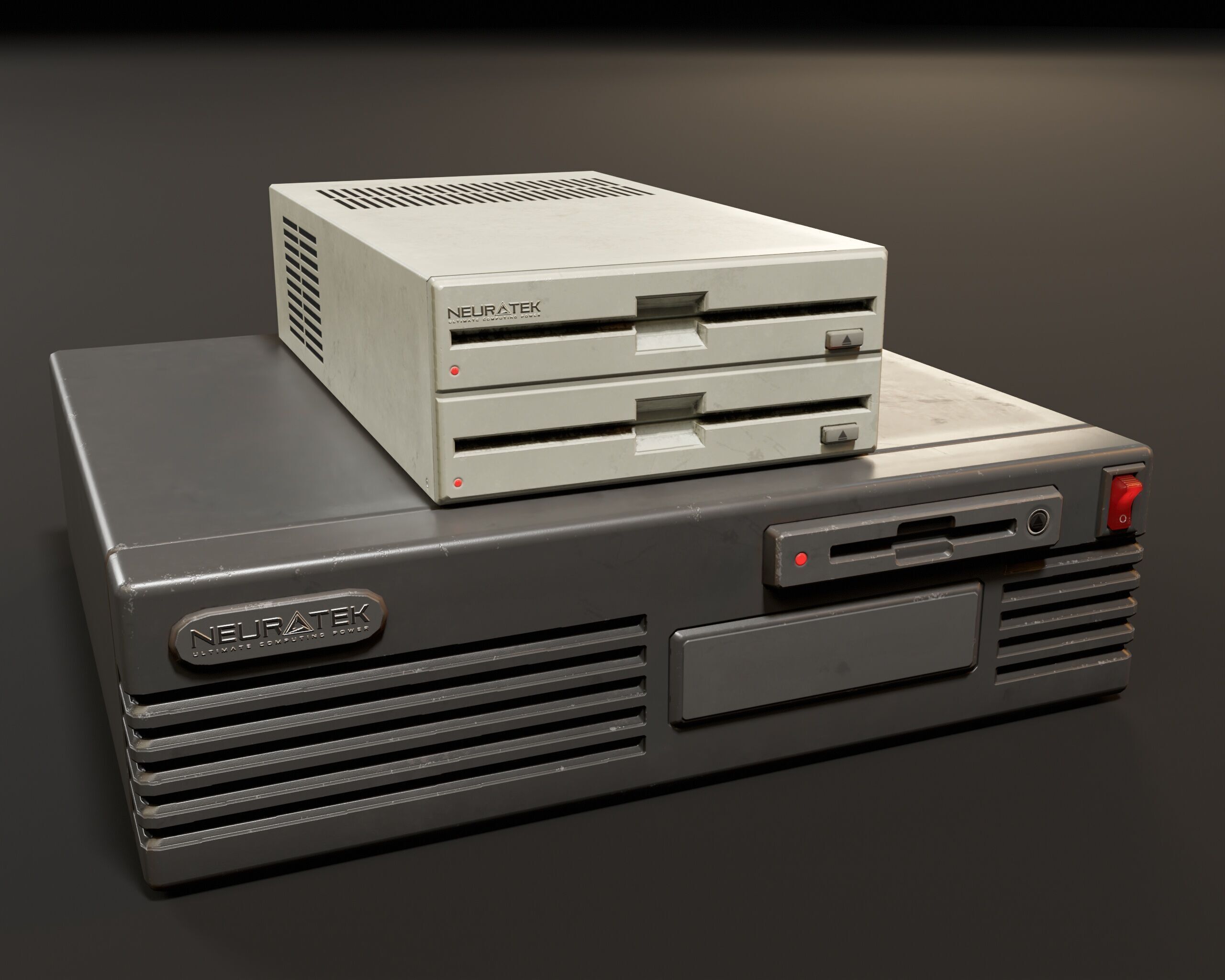 Sci-Fi Retro Disk Players Low-poly 3D model_2