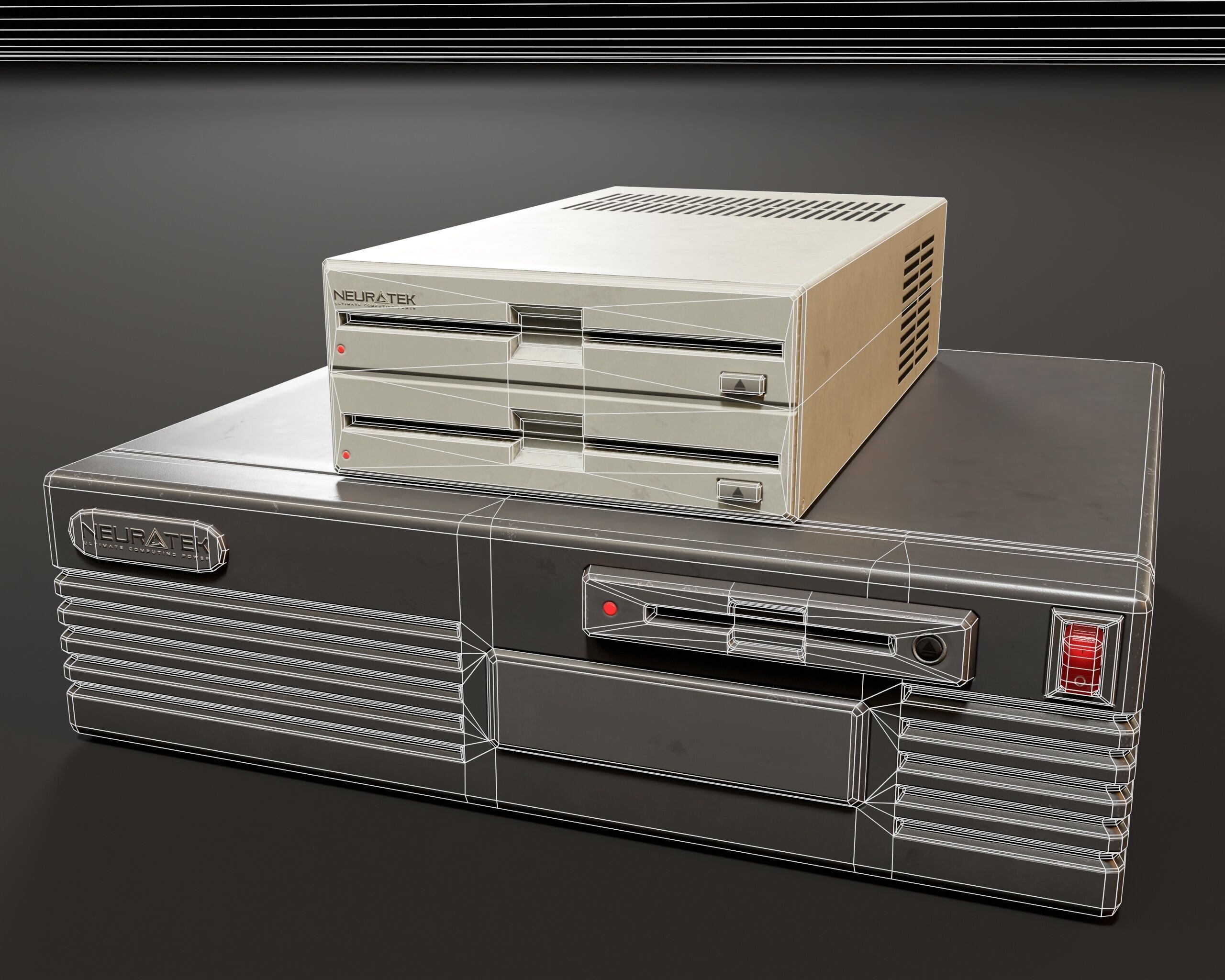 Sci-Fi Retro Disk Players Low-poly 3D model_7