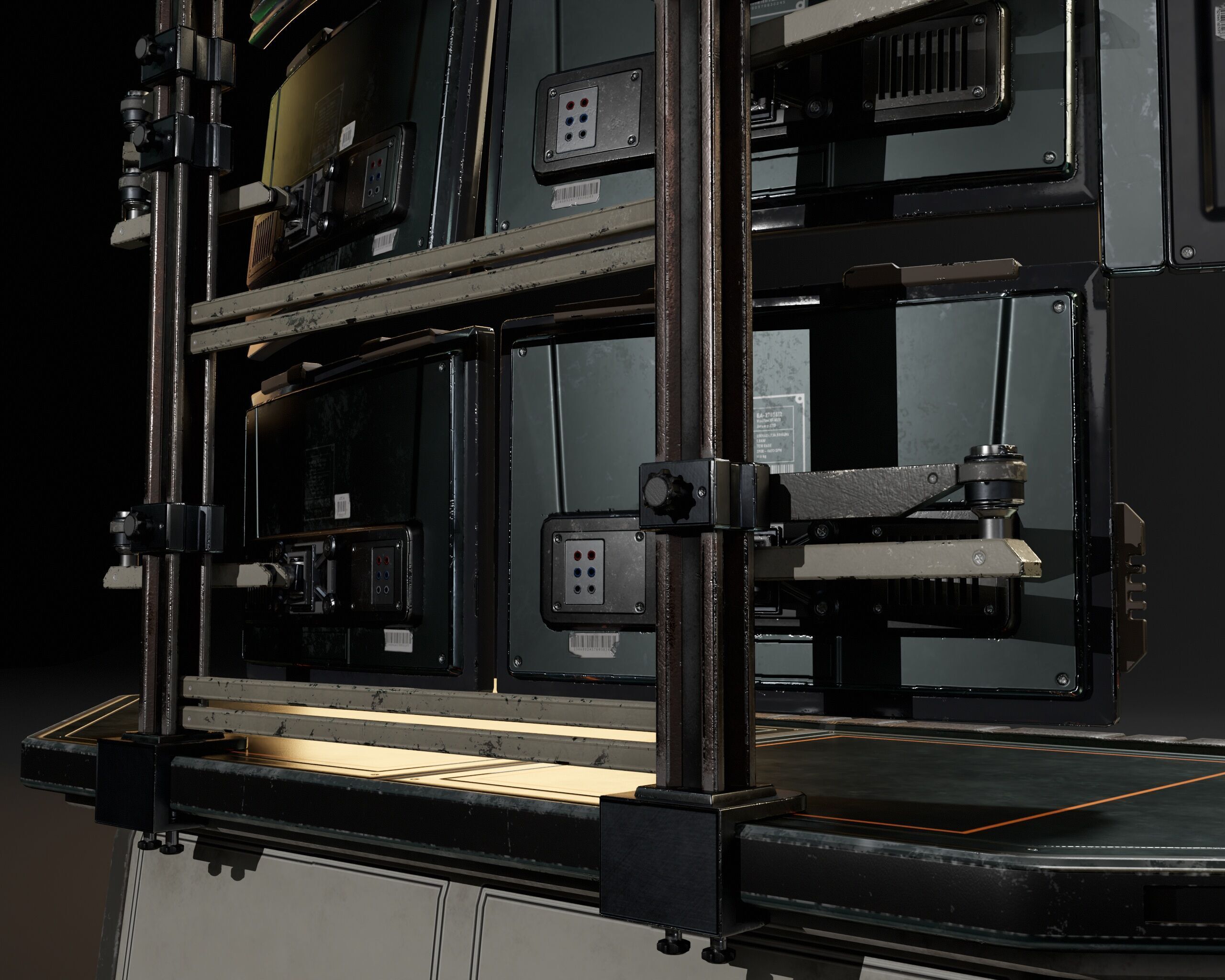 Sci-Fi Desk And Monitors - Hacker Scene Low-poly 3D model_14