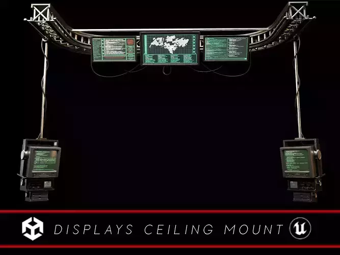 Sci-Fi Retro Monitors Ceiling Mount Low-poly 3D model