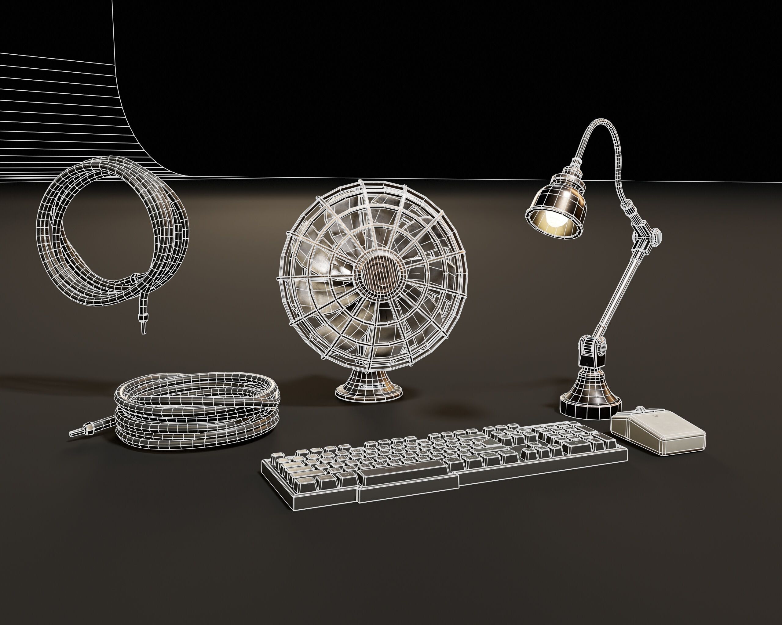 Sci-Fi Desk Accesories Low-poly 3D model_3
