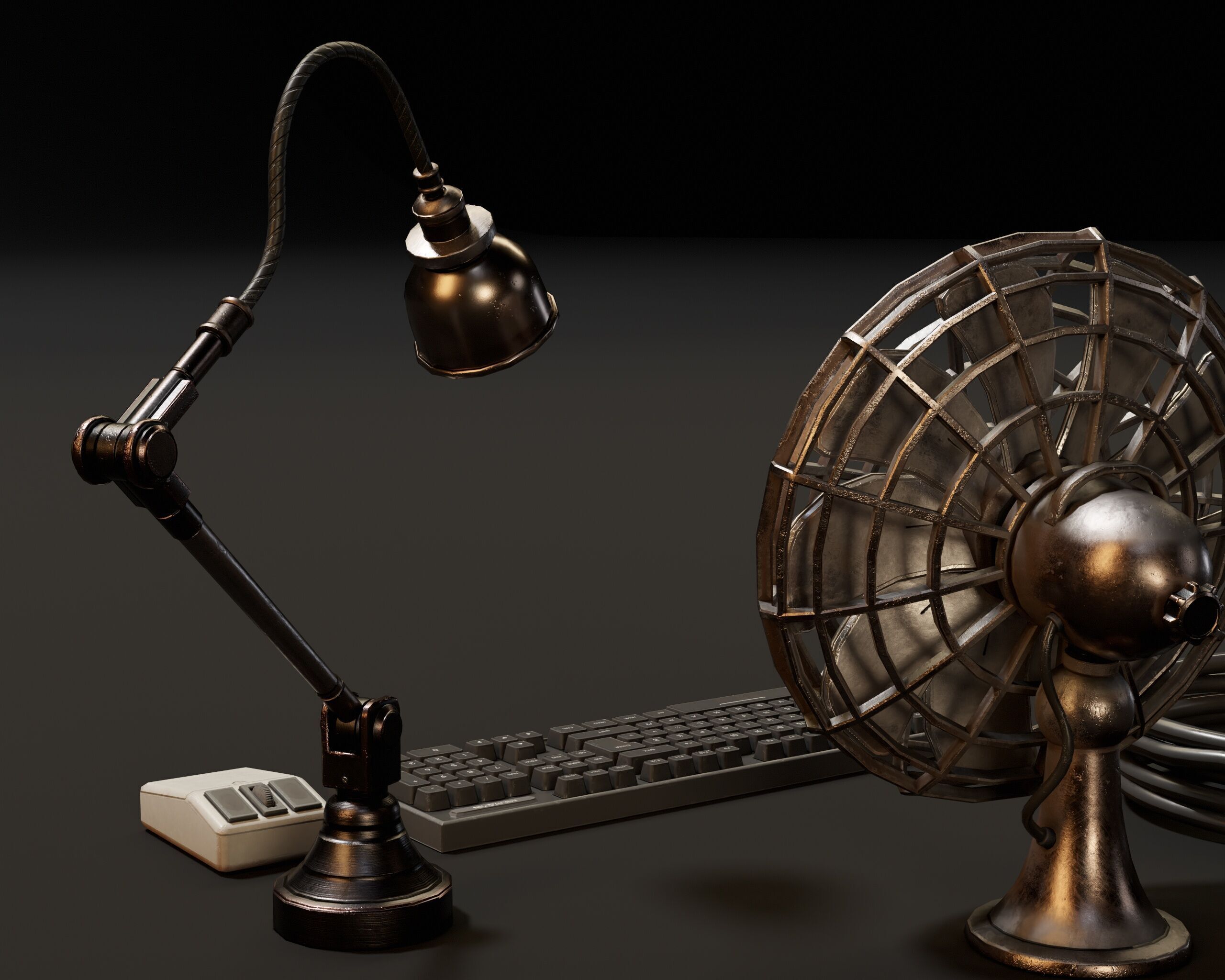Sci-Fi Desk Accesories Low-poly 3D model_10