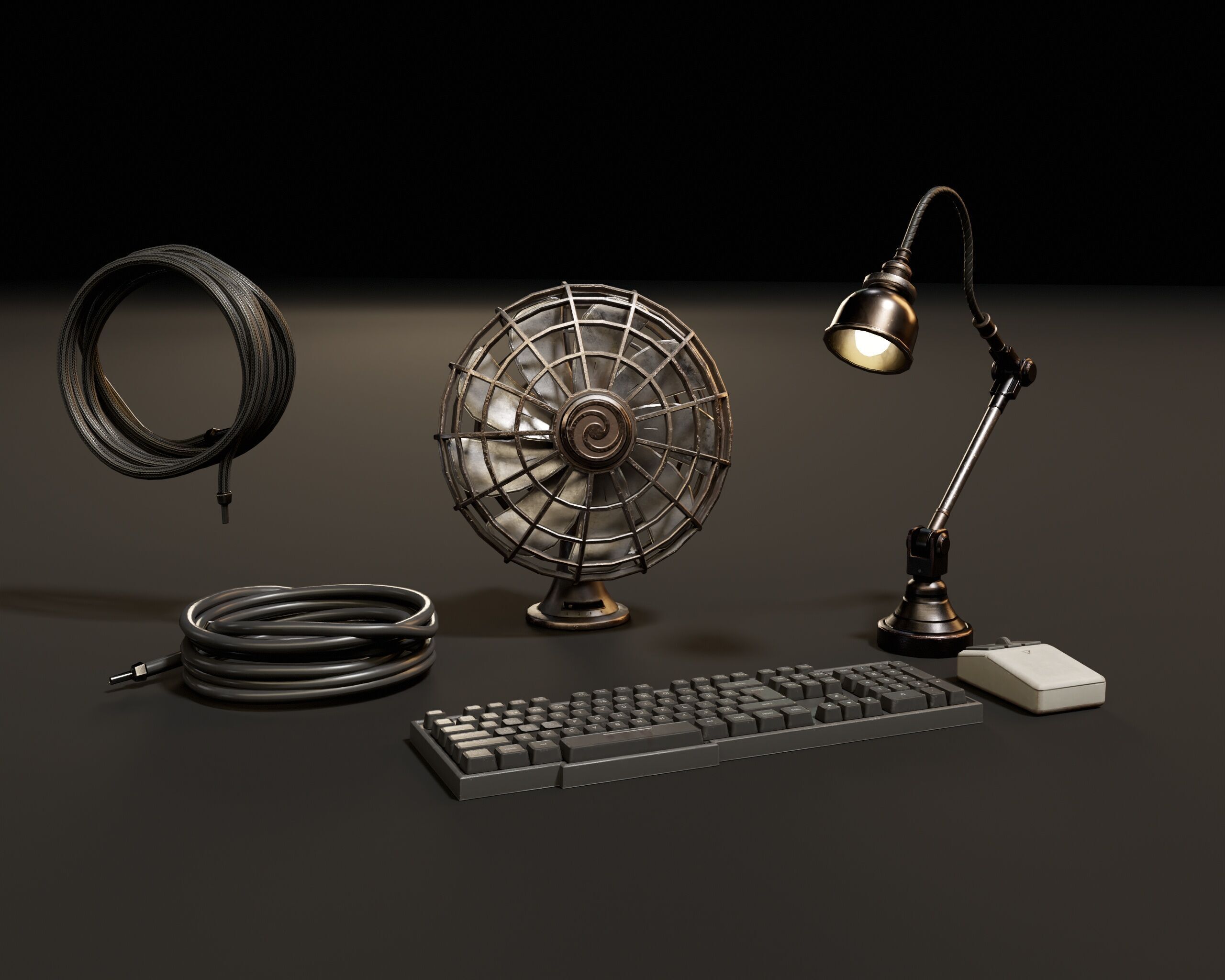 Sci-Fi Desk Accesories Low-poly 3D model_2