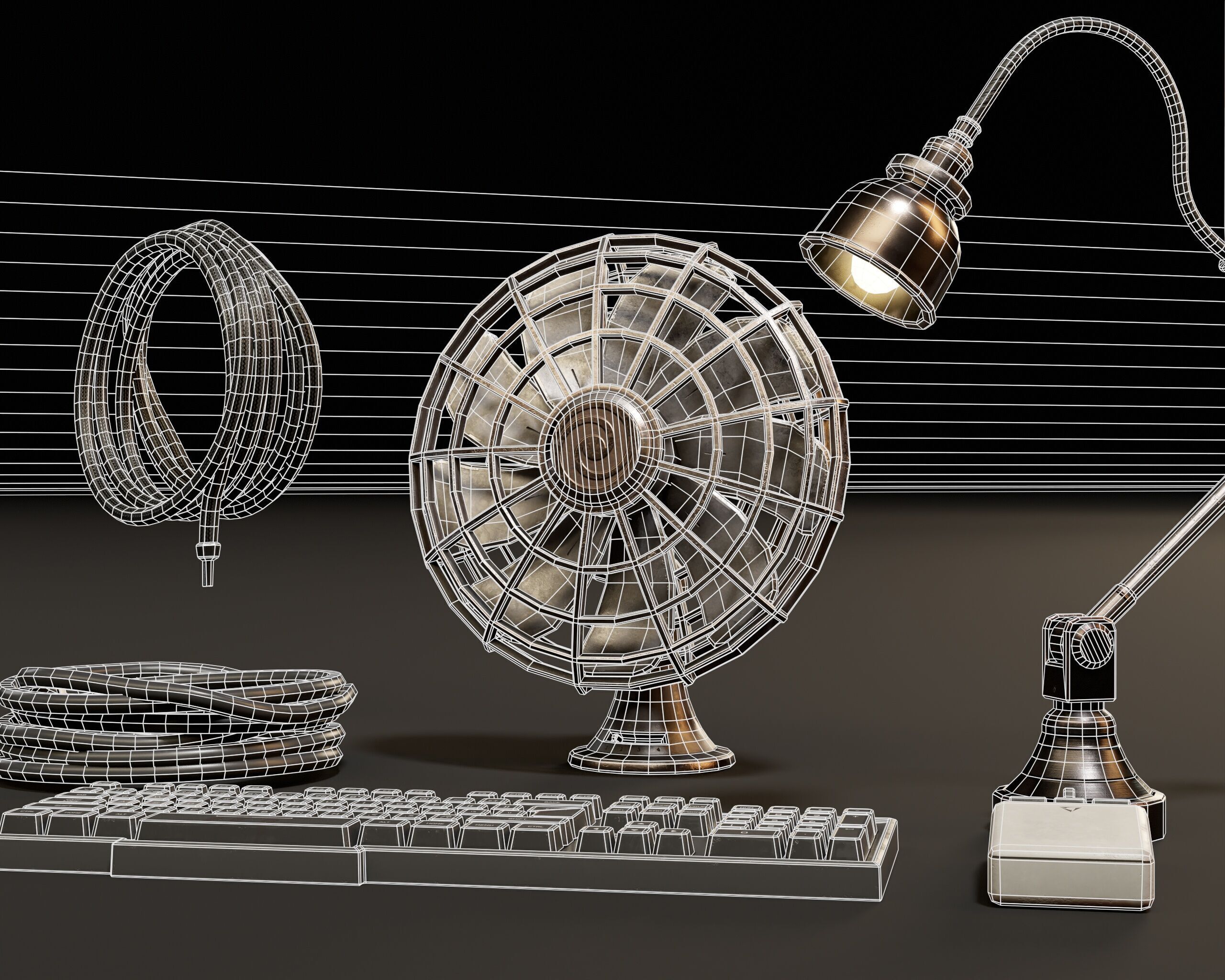 Sci-Fi Desk Accesories Low-poly 3D model_9