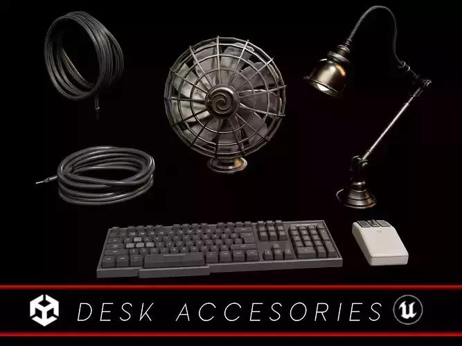 Sci-Fi Desk Accesories Low-poly 3D model