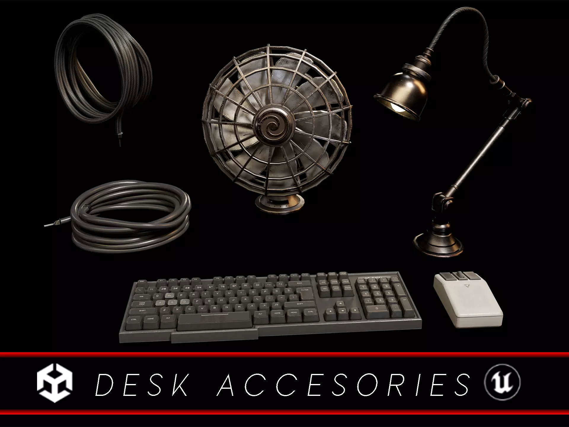 Sci-Fi Desk Accesories Low-poly 3D model_0