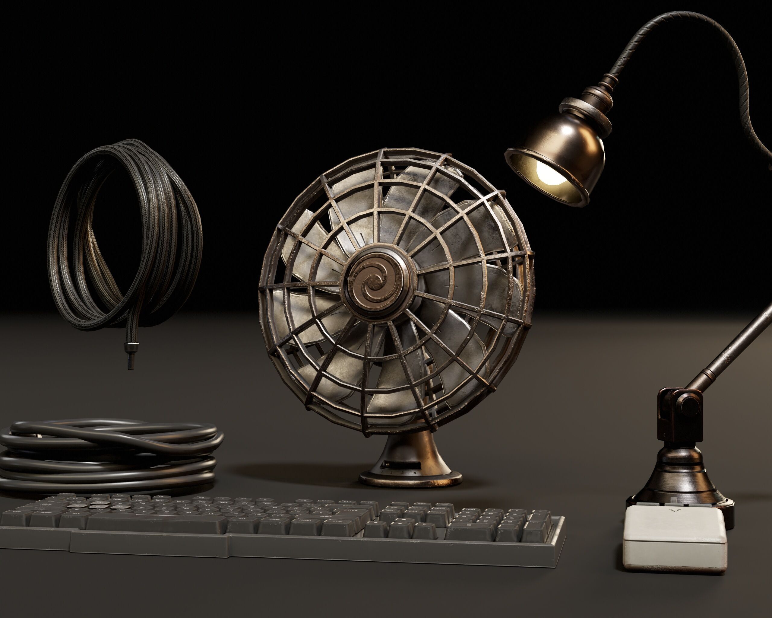 Sci-Fi Desk Accesories Low-poly 3D model_8