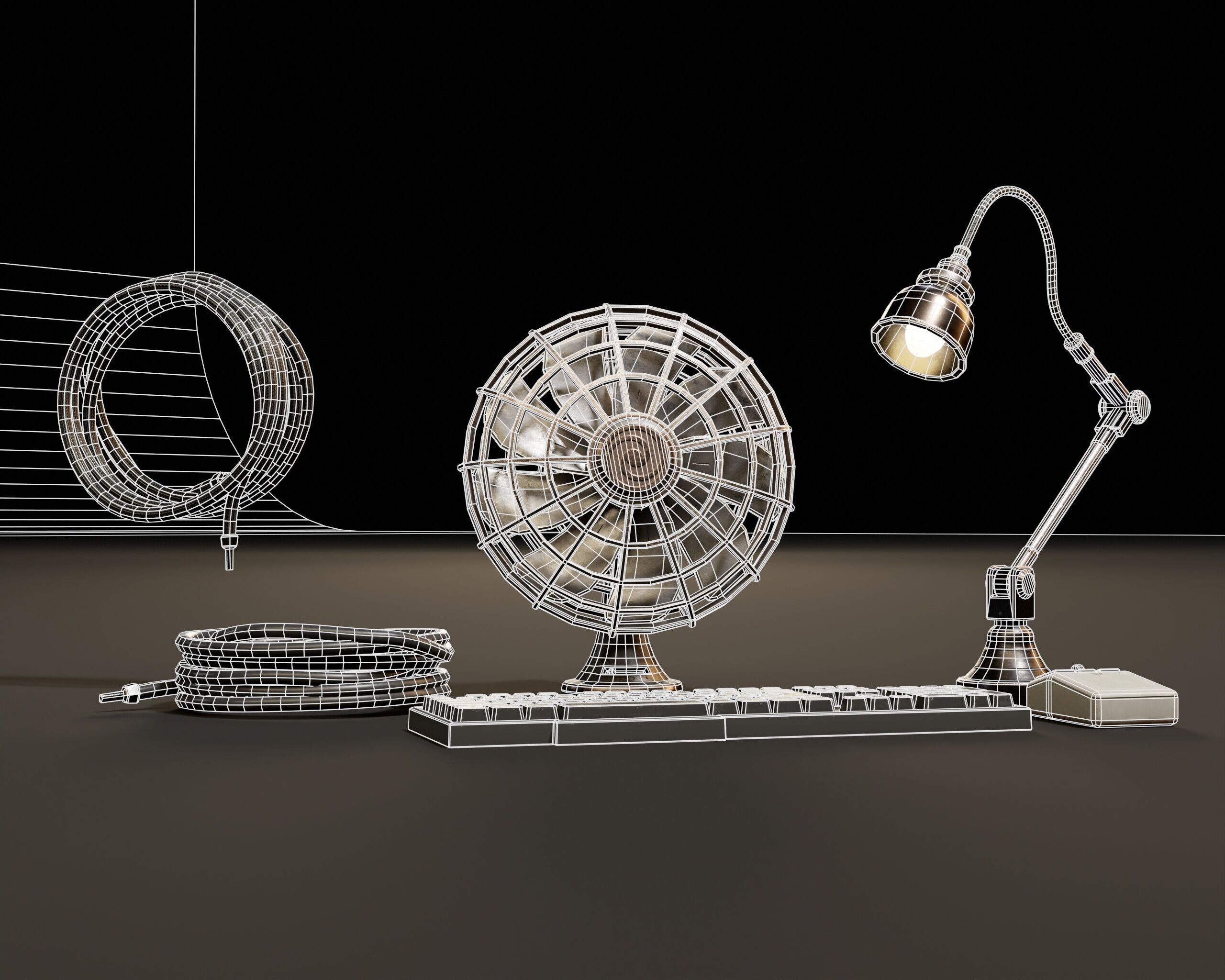 Sci-Fi Desk Accesories Low-poly 3D model_7