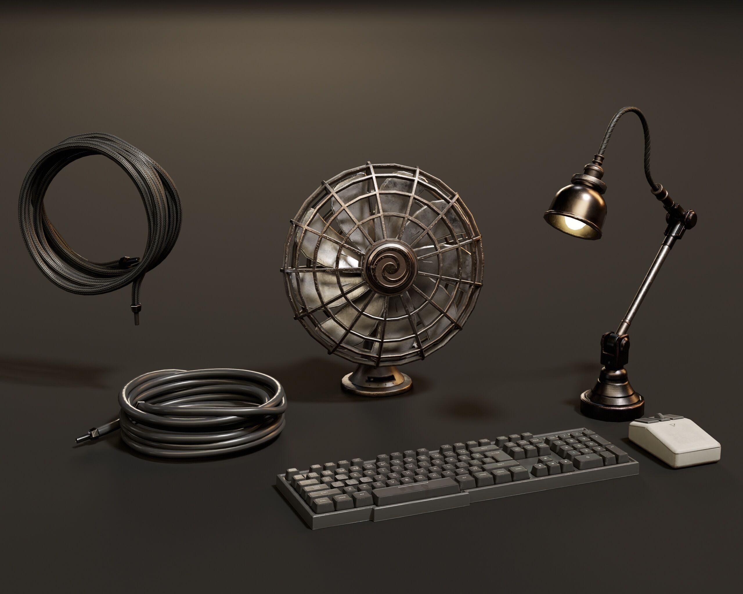 Sci-Fi Desk Accesories Low-poly 3D model_4