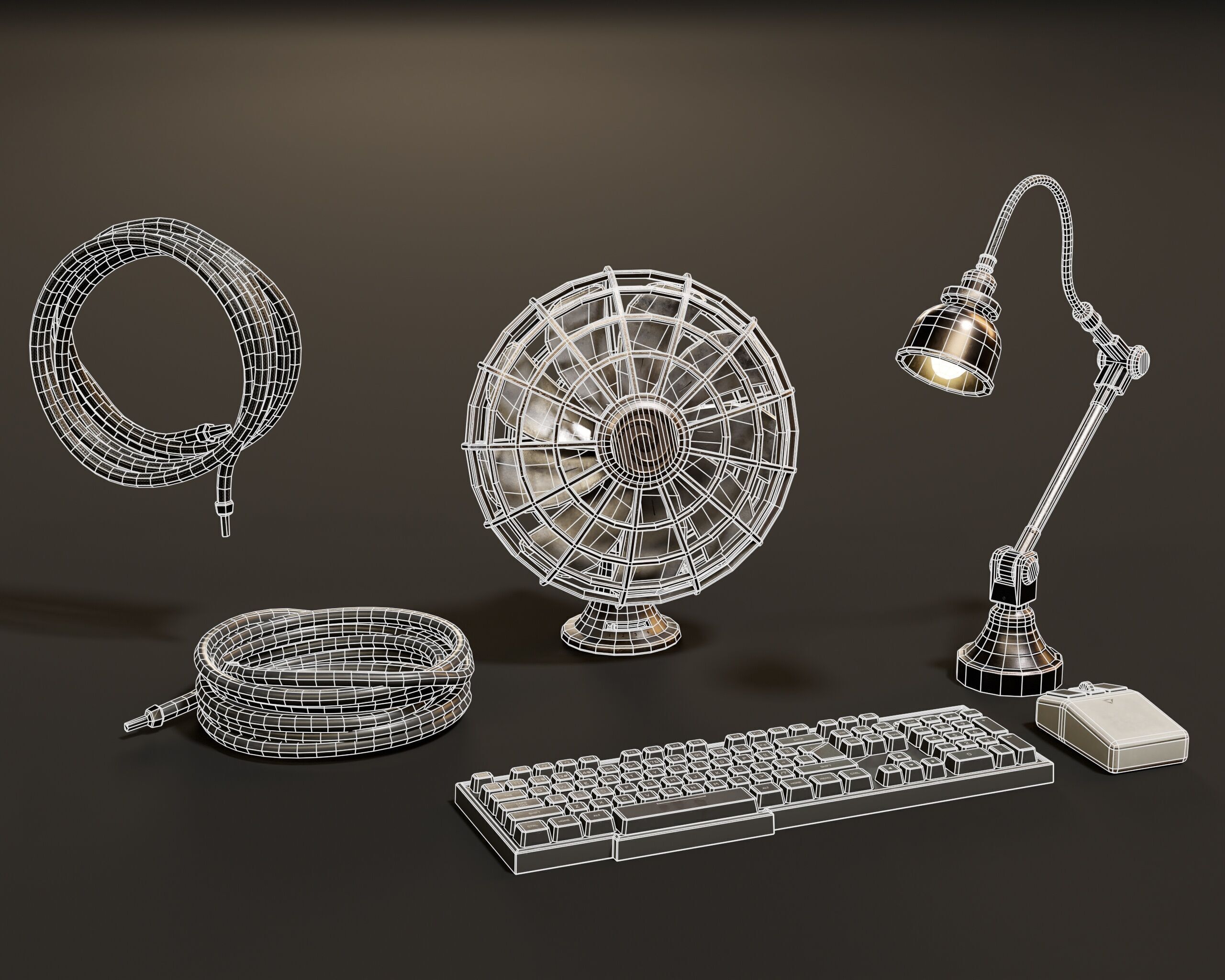 Sci-Fi Desk Accesories Low-poly 3D model_5