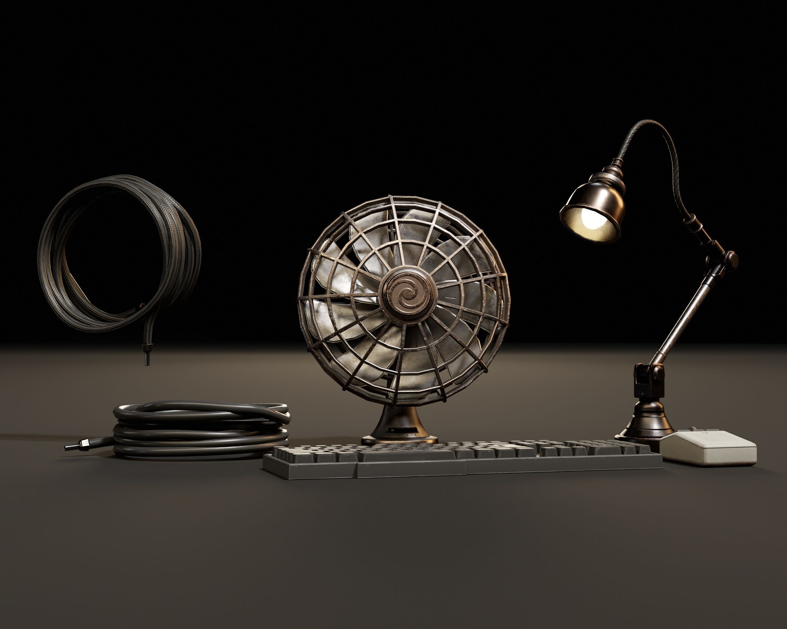 Sci-Fi Desk Accesories Low-poly 3D model_6