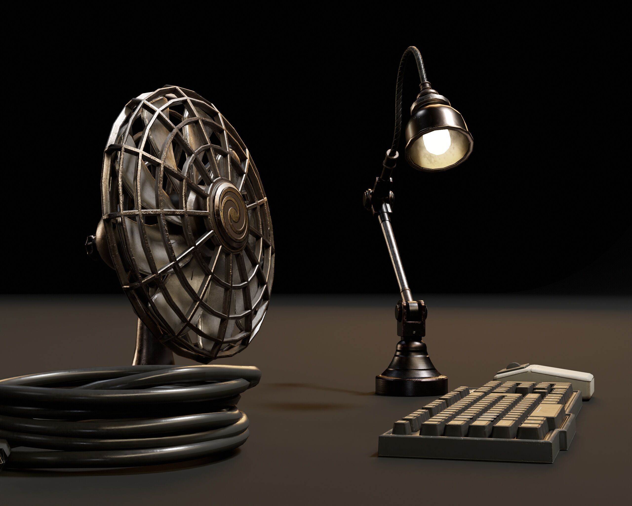 Sci-Fi Desk Accesories Low-poly 3D model_14