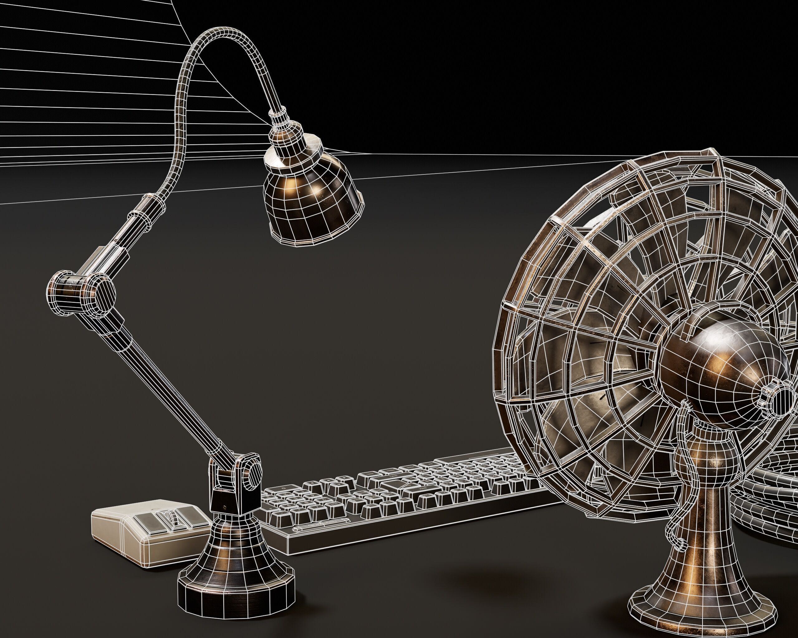 Sci-Fi Desk Accesories Low-poly 3D model_11