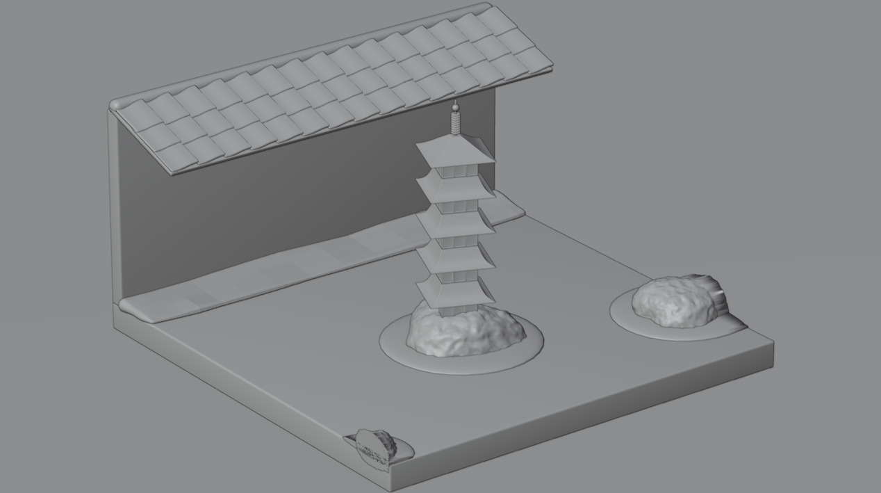 Five-story pagoda on Karesansui Garden 3D model_3