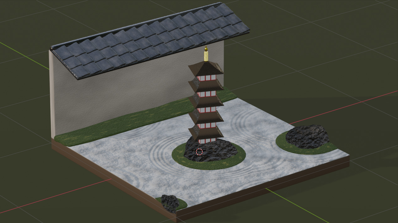 Five-story pagoda on Karesansui Garden 3D model_2