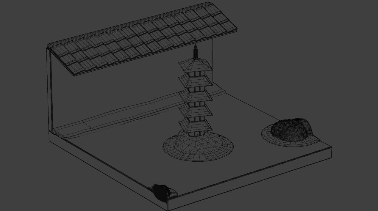 Five-story pagoda on Karesansui Garden 3D model_4