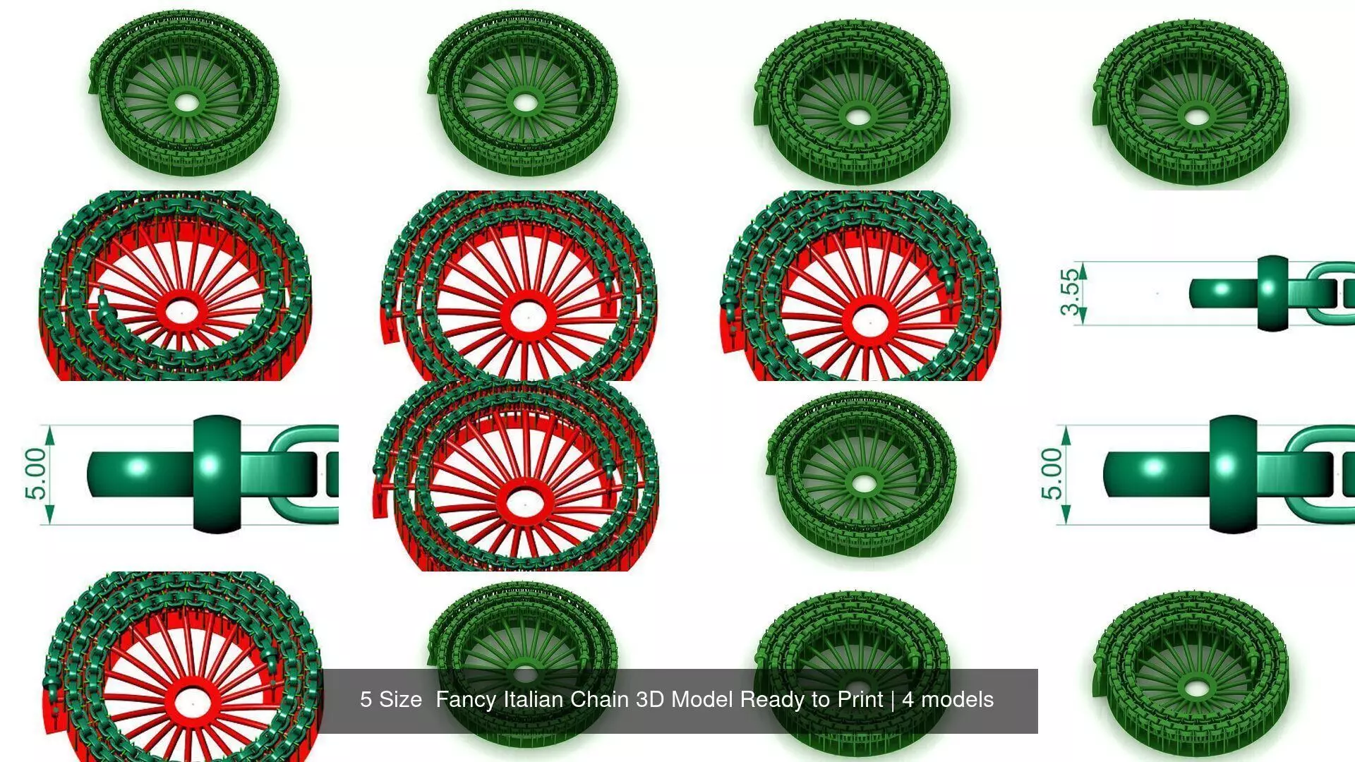 5 Size Fancy Italian Chain 3D Model Ready to Print 3D Model Collection_1