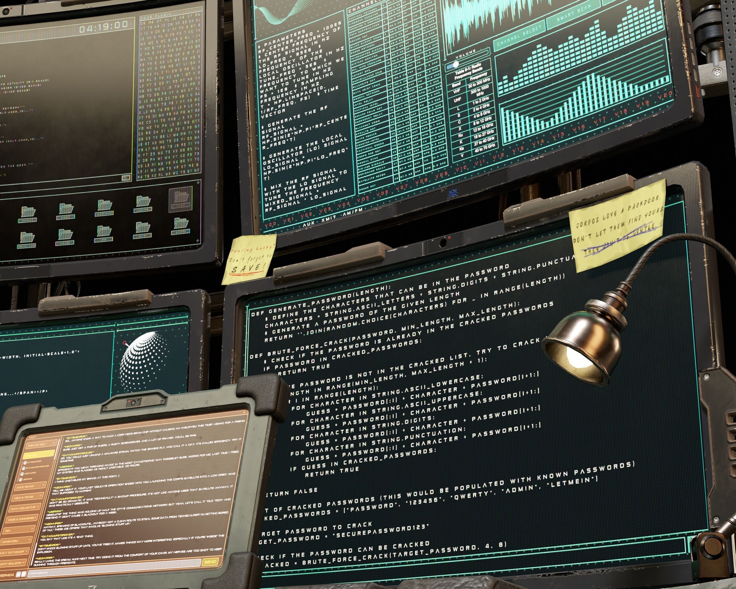 Sci-Fi Hacker Desk Setup Scene  Low-poly 3D model_10