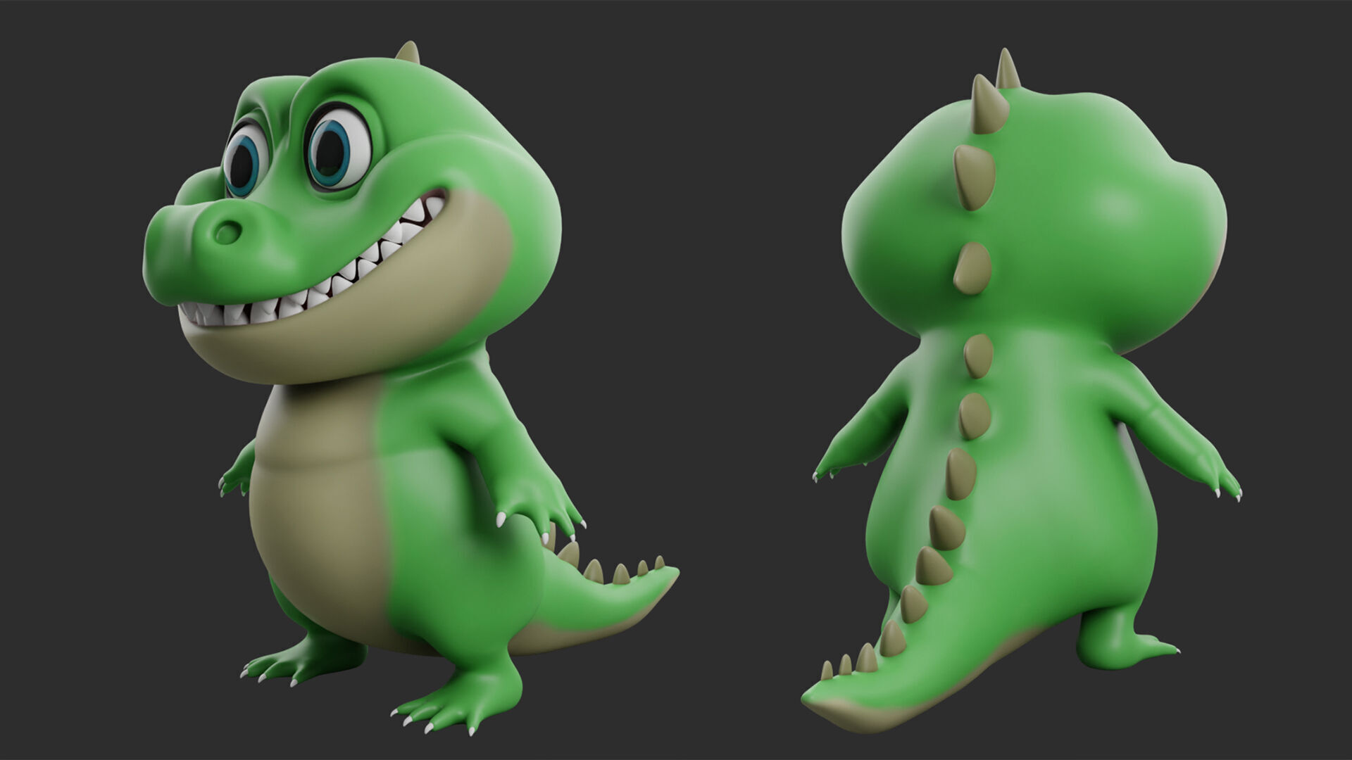 Crocodile  Cartoon Low-poly 3D model_4