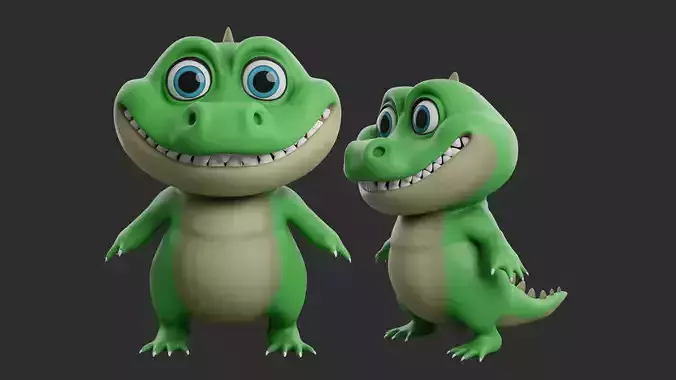 Crocodile  Cartoon Low-poly 3D model