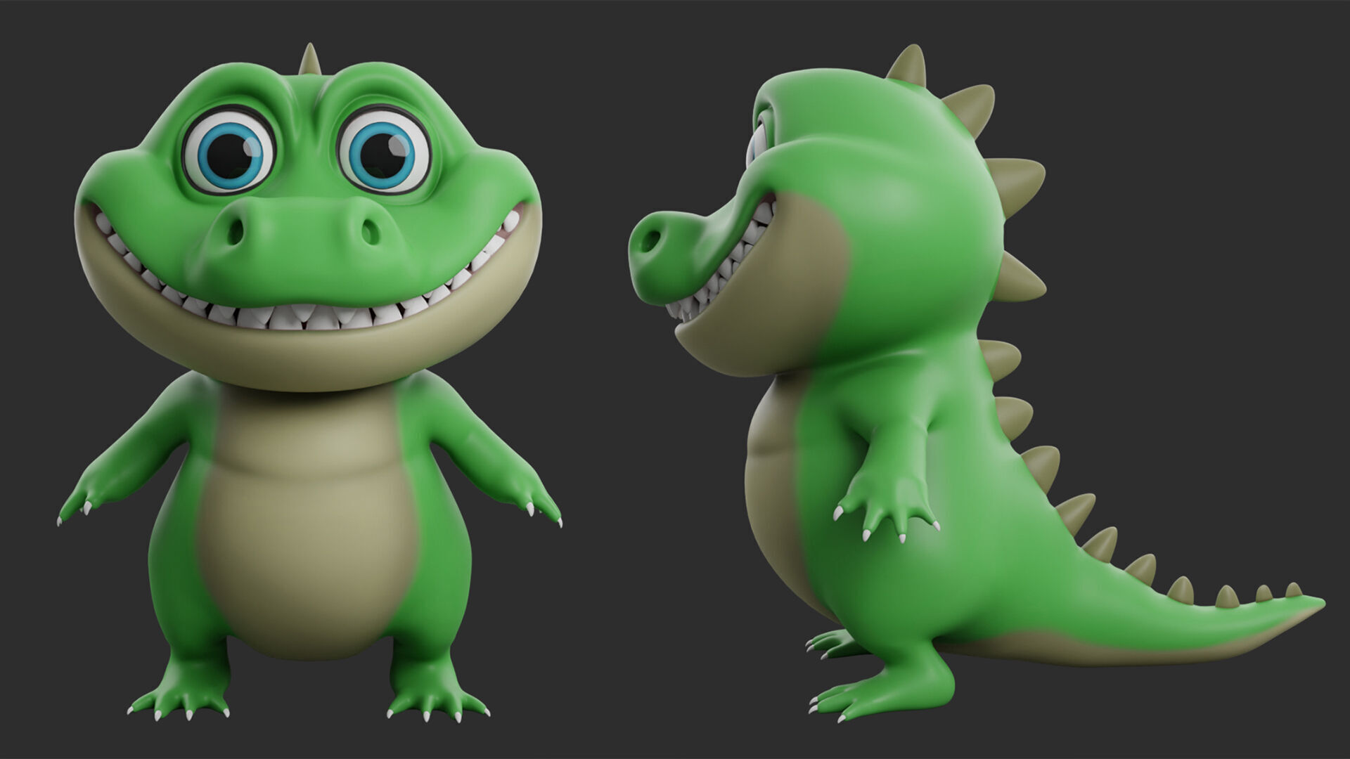 Crocodile  Cartoon Low-poly 3D model_1