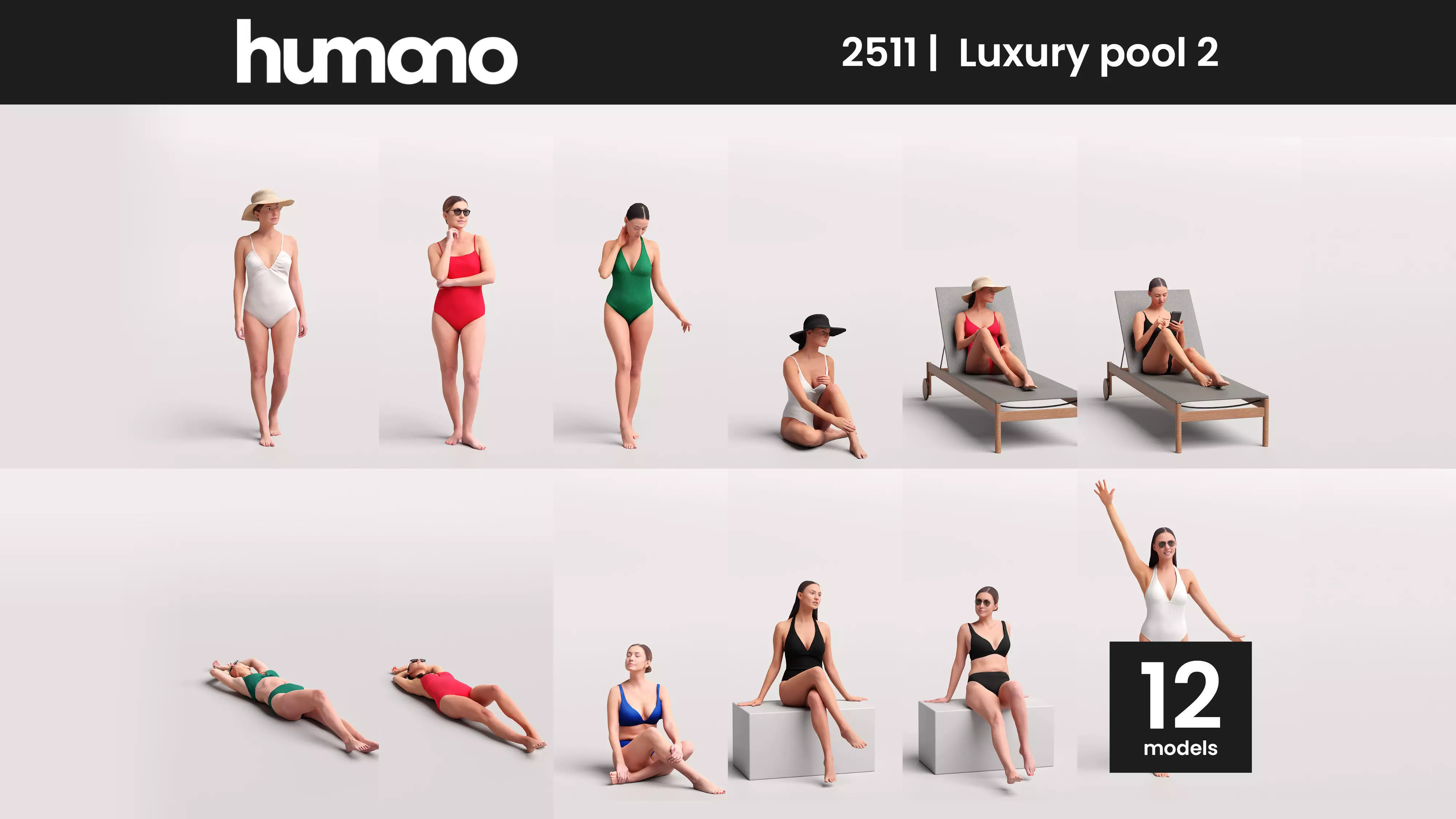 Humano 12-Collection 2511 - LUXURY POOL 2 -12 x 3D models  3D model_0