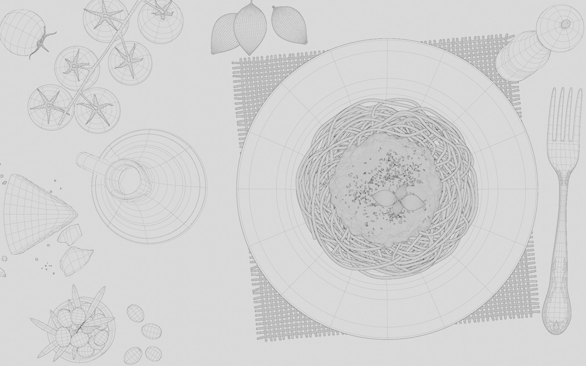 Pasta Plate 3d Scene 3D model_10