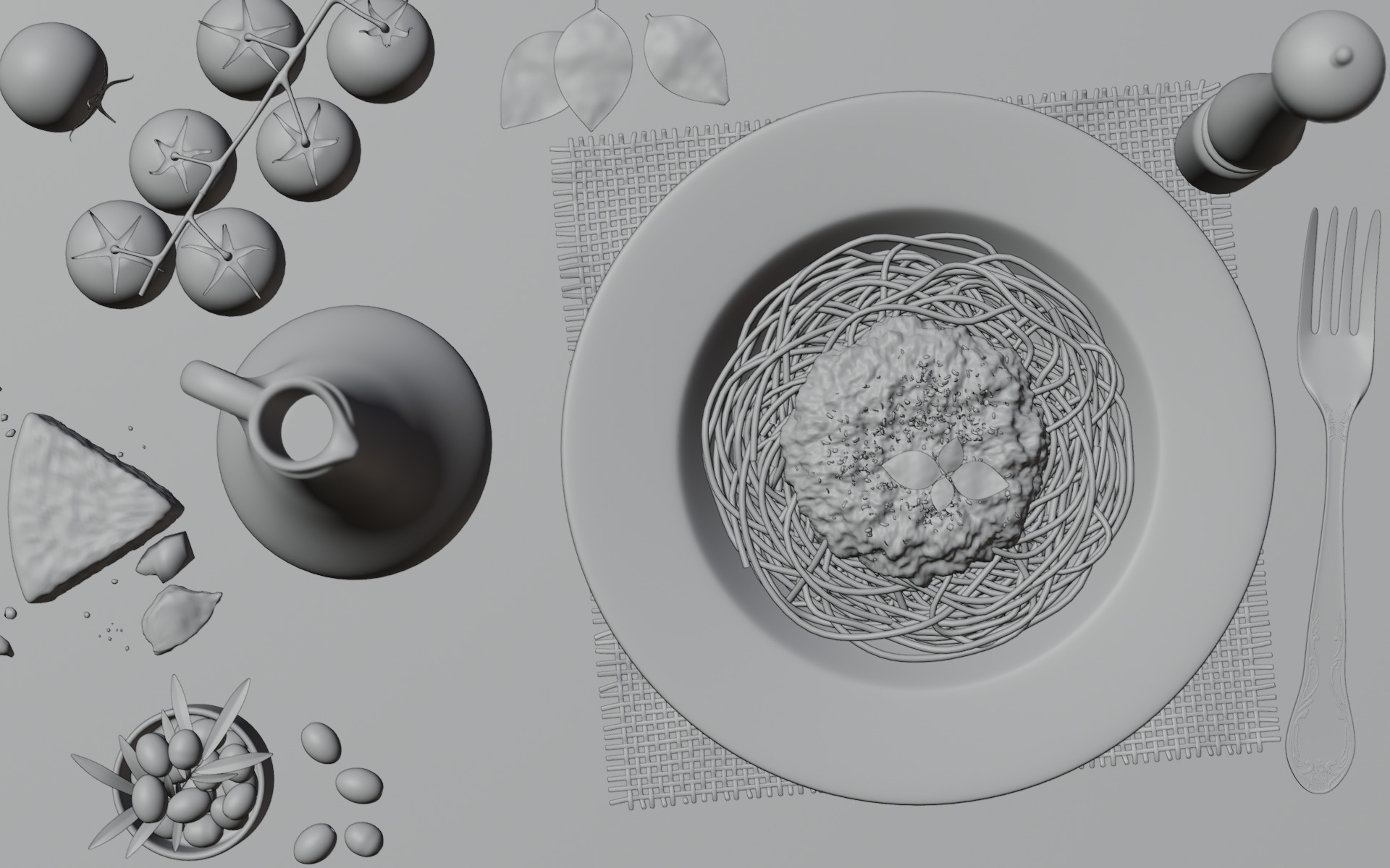 Pasta Plate 3d Scene 3D model_18