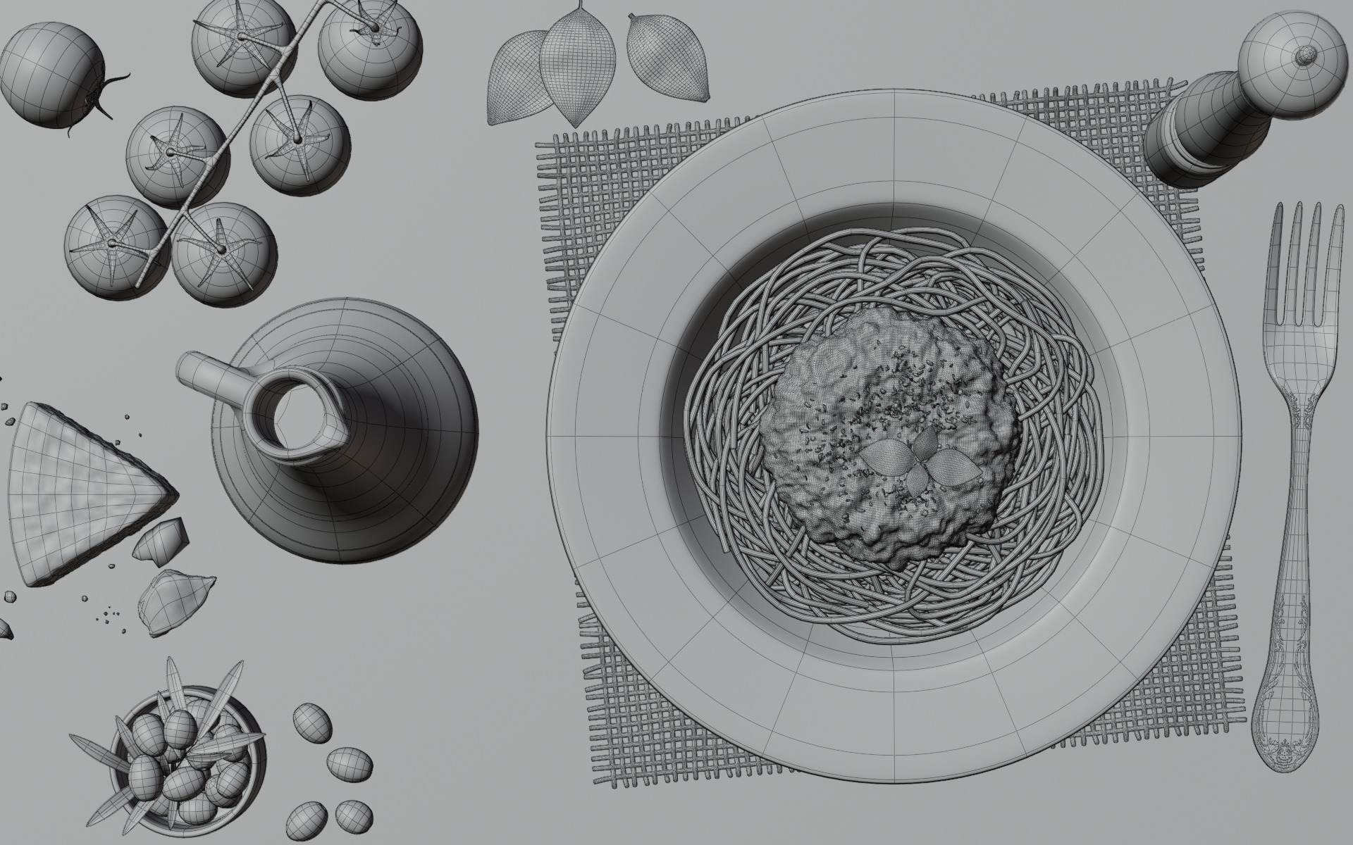 Pasta Plate 3d Scene 3D model_19