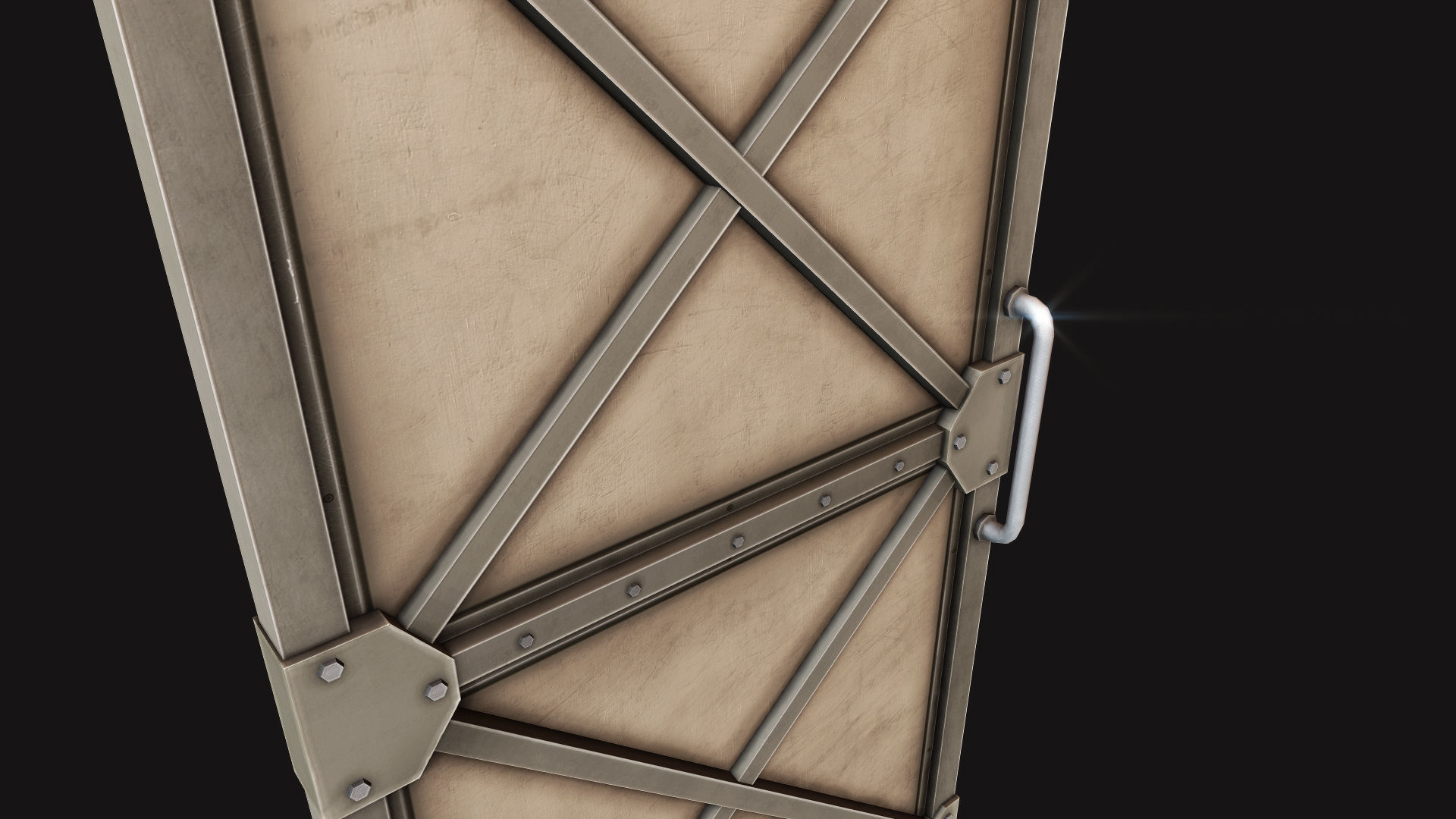 Steel Door Low-poly 3D model_2