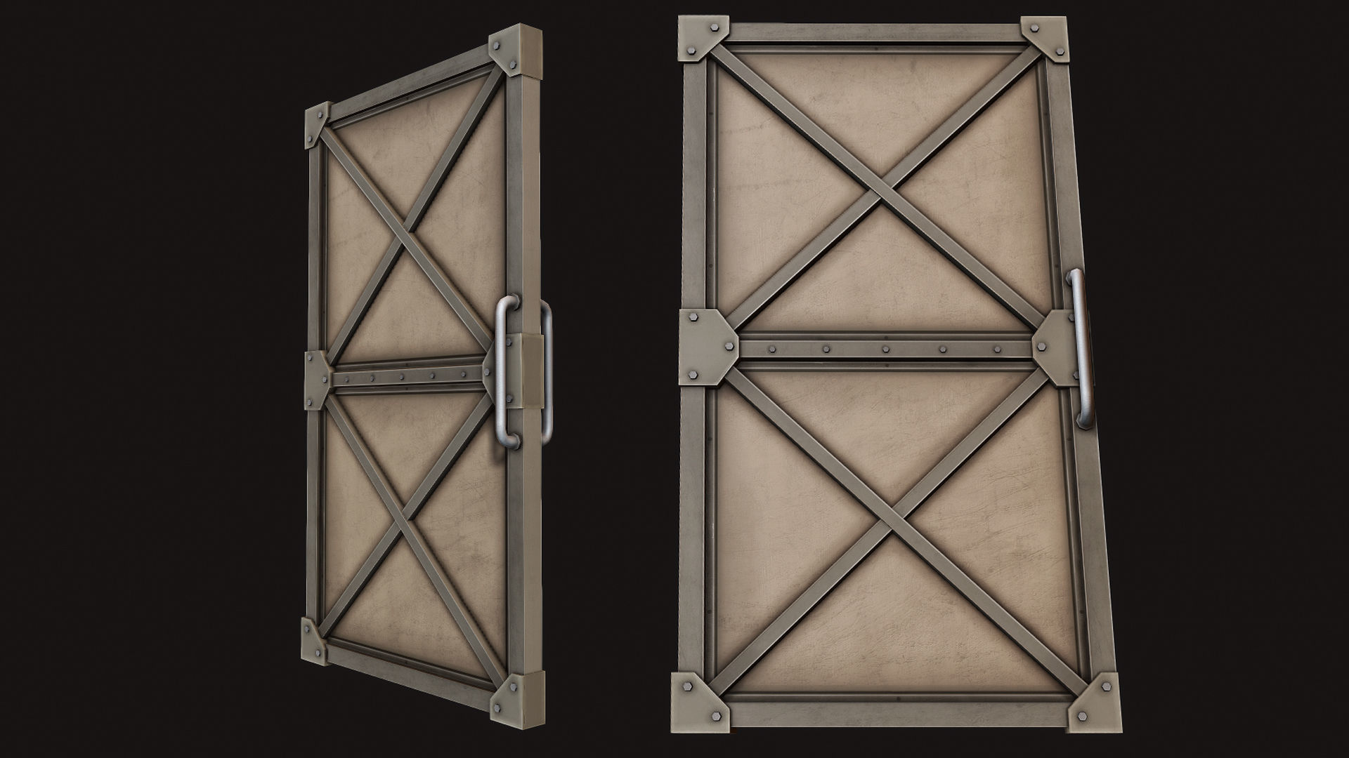 Steel Door Low-poly 3D model_1
