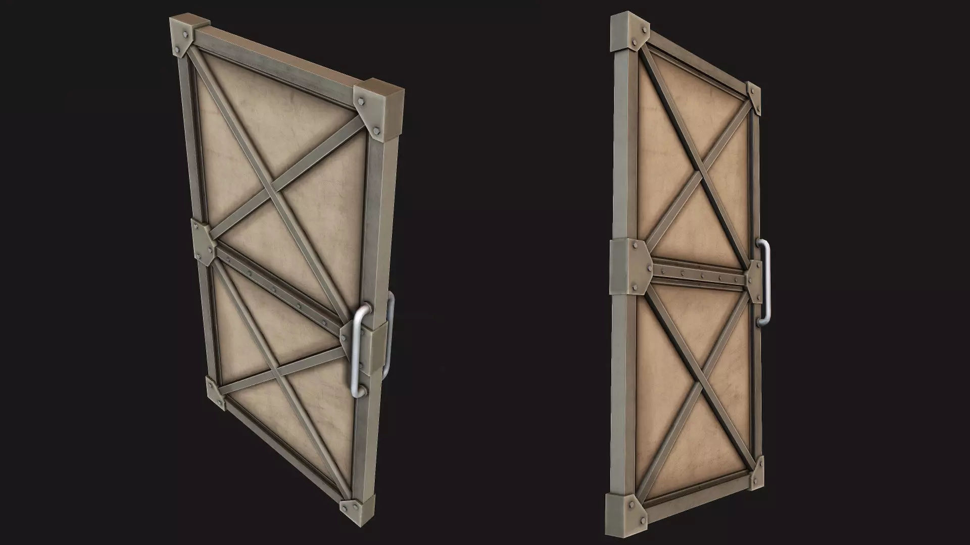 Steel Door Low-poly 3D model_0