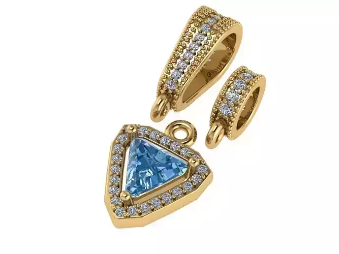 Pendant necklace with a gemstone Trillion Straight 3D model