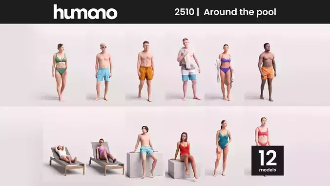Humano 12-Collection 2510 - ARUND THE POOL -12 x 3D models  3D model Humano 12-Collection 2510 - ARUND THE POOL -12 x 3D models  3D model