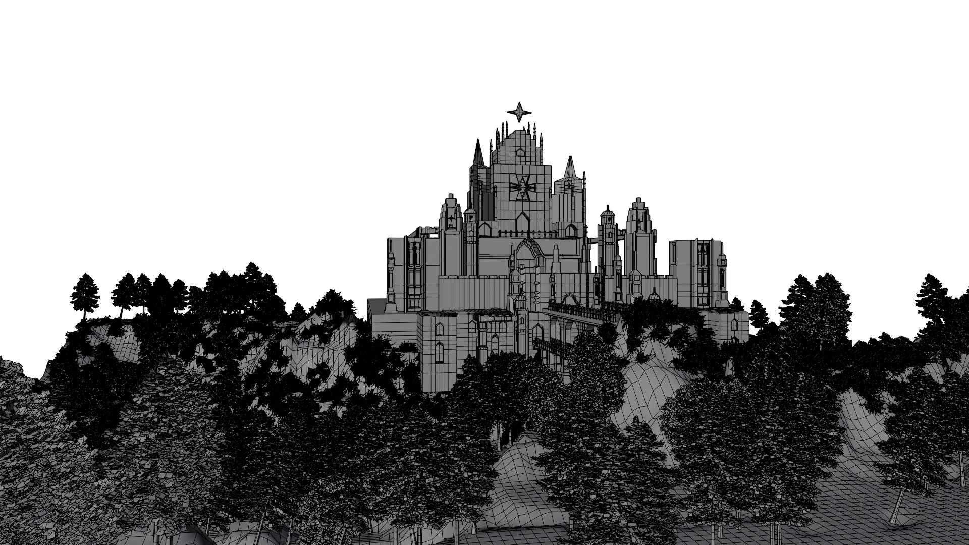 Majestic Fantasy Castle High Detail Low-poly 3D model_9