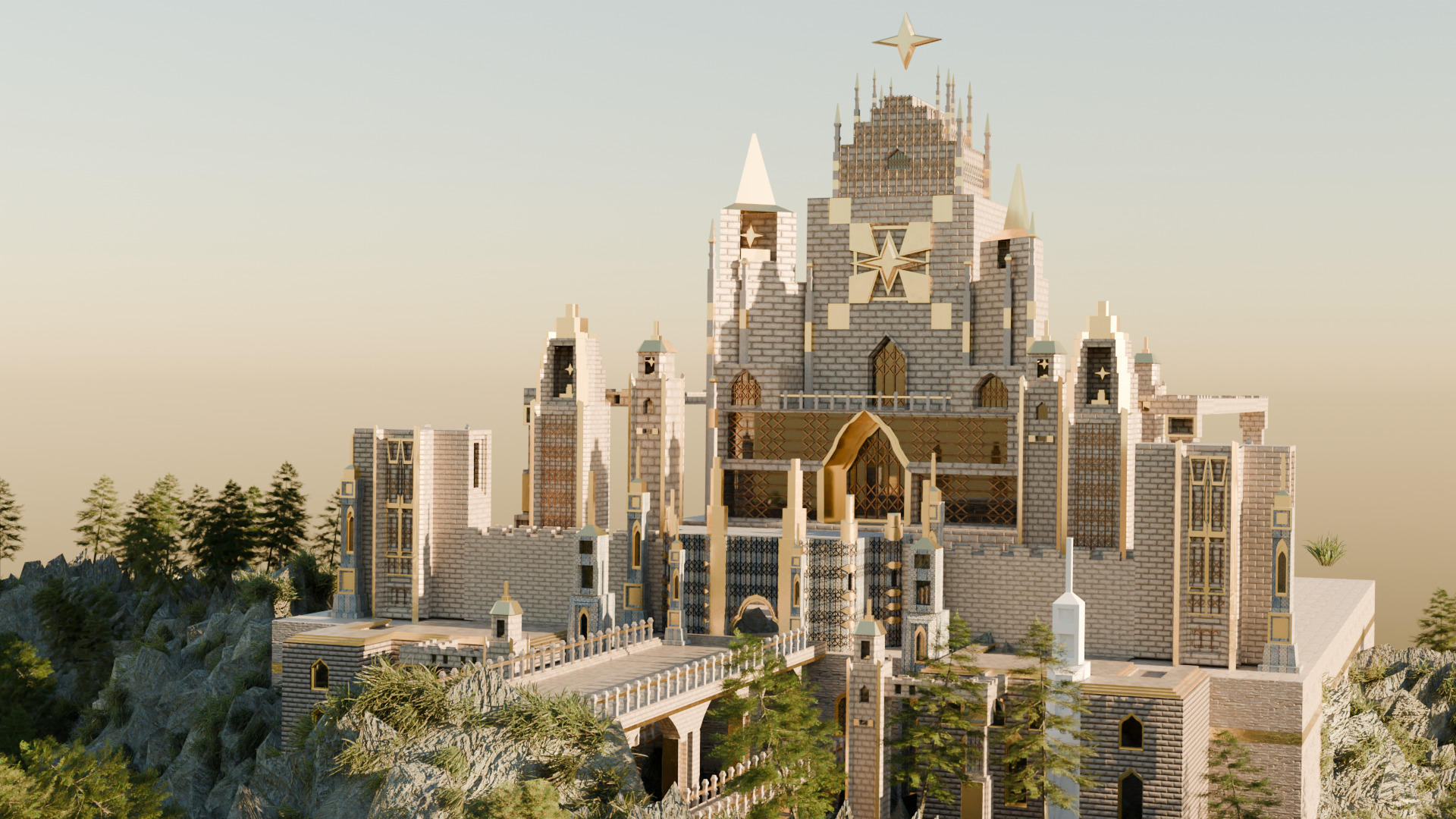 Majestic Fantasy Castle High Detail Low-poly 3D model_1