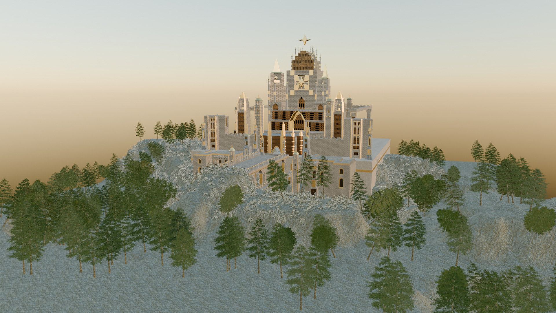 Majestic Fantasy Castle High Detail Low-poly 3D model_7