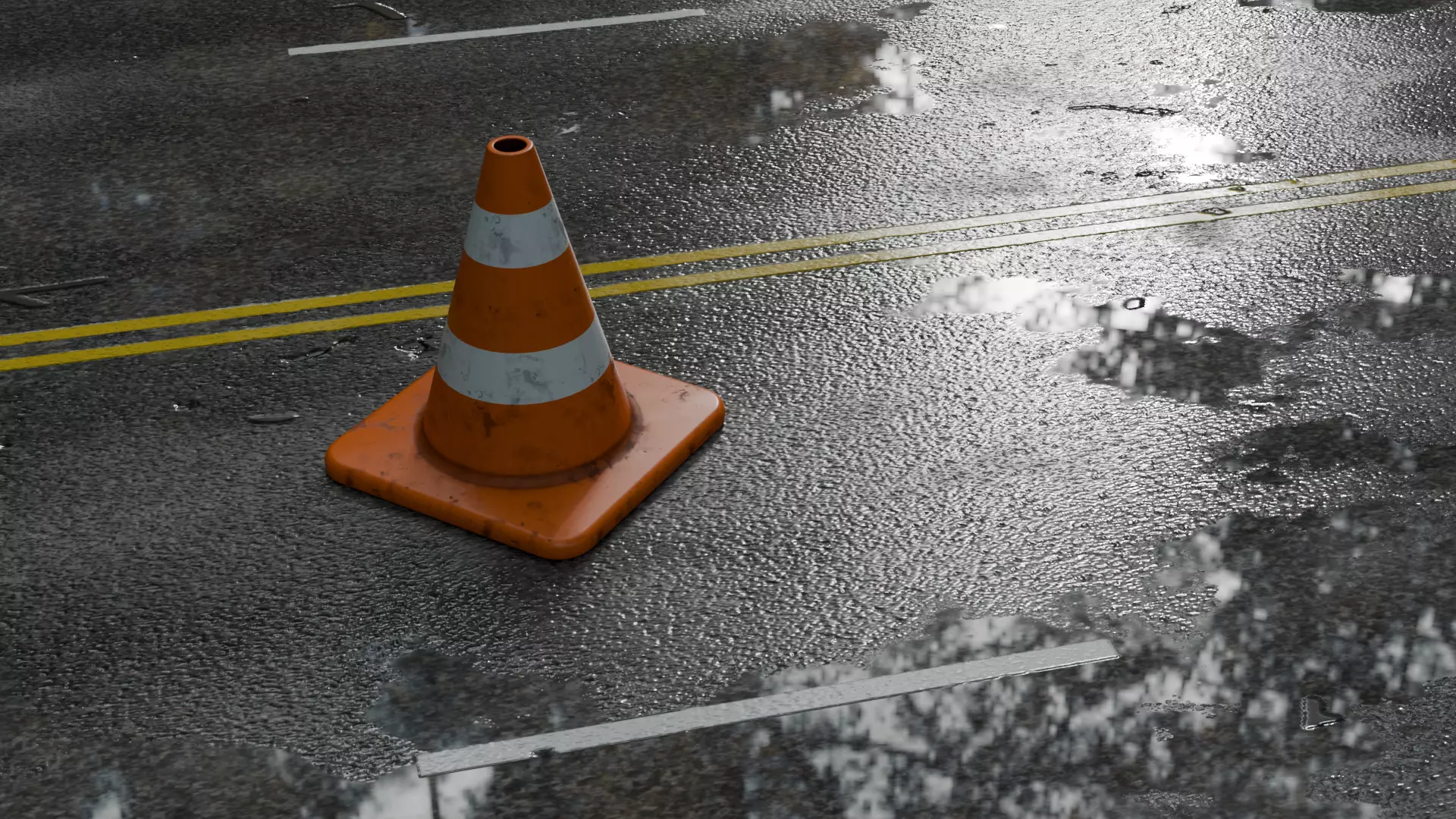 Traffic Cone Low-poly 3D model