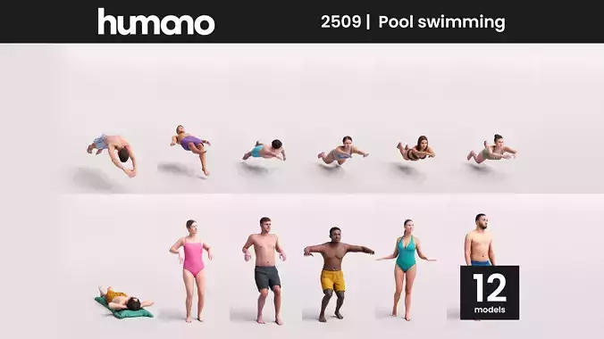 Humano 12-Collection 2509 - SWIMMING POOL -12 x 3D models 