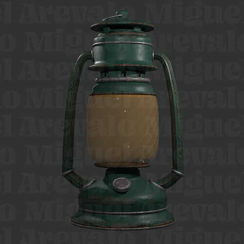 Vintage Oil Lantern 3D Model with FBX OBJ GLTF Low-poly 3D model