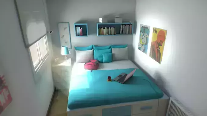 Teenagers Room Low-poly 3D model