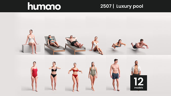 Humano 12-Collection 2507 - LUXURY POOL-12 x 3D models  3D model
