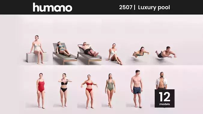 Humano 12-Collection 2507 - LUXURY POOL-12 x 3D models 