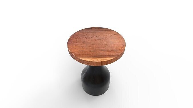 Solid Wood Pedestal End Table 3D model 6