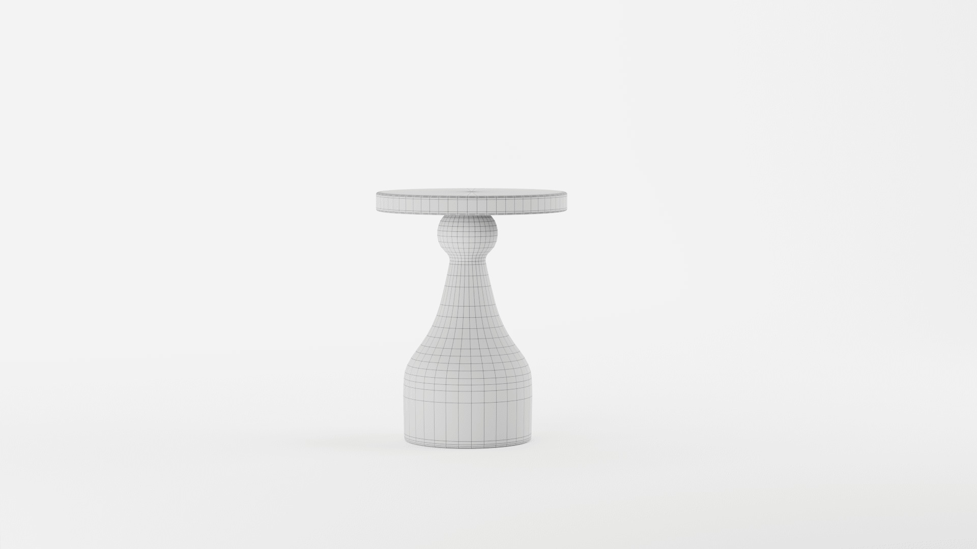 Solid Wood Pedestal End Table 3D model_8