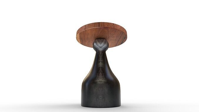 Solid Wood Pedestal End Table 3D model 2