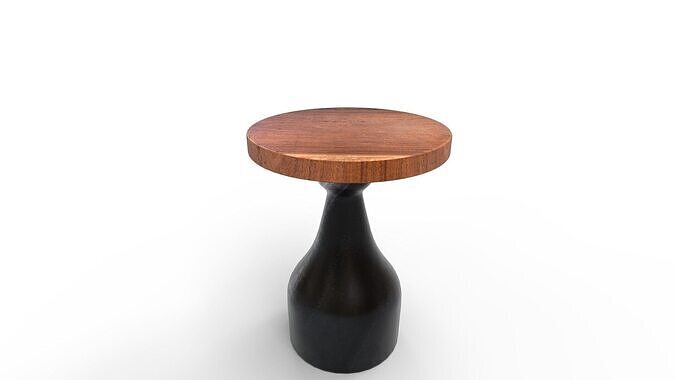 Solid Wood Pedestal End Table 3D model 5