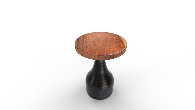 Solid Wood Pedestal End Table 3D model 4