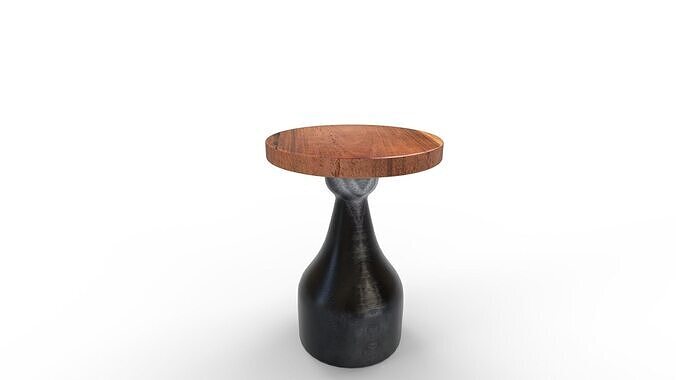 Solid Wood Pedestal End Table 3D model 3